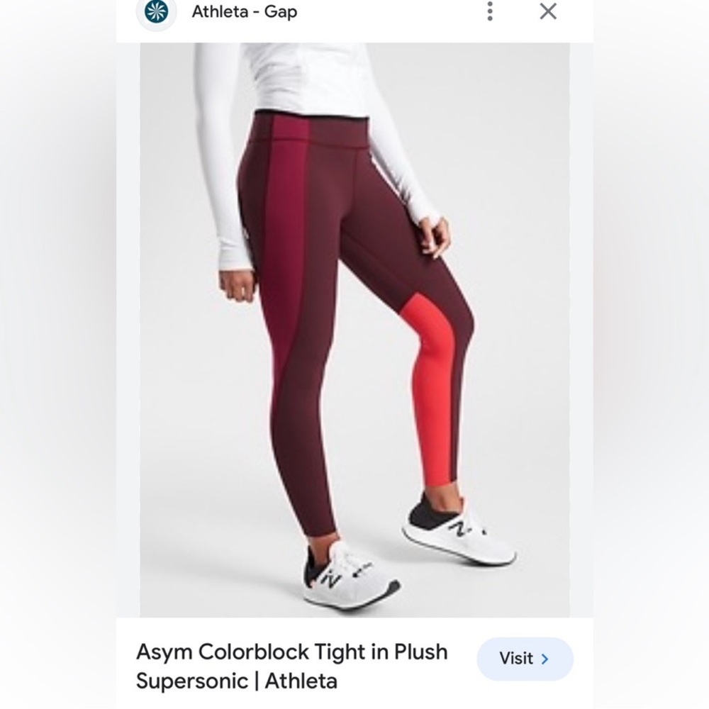 6. Athleta Asym Colorblock Tights in Red and Burgundy